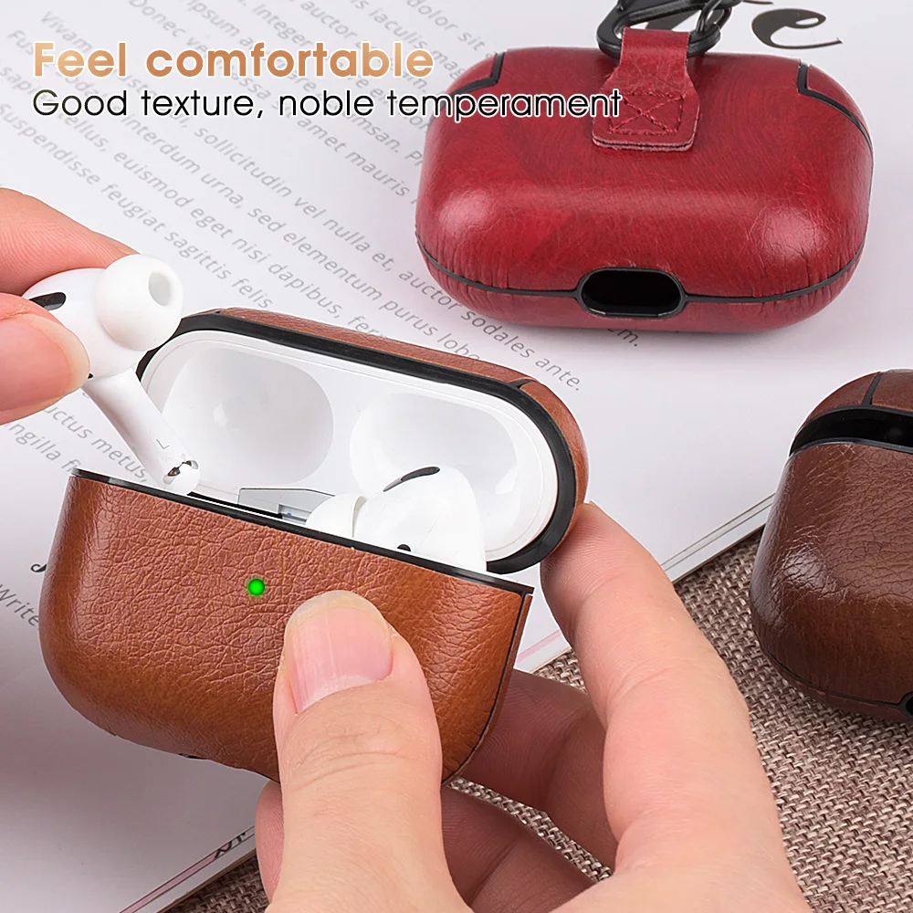 PU Leather Case for Airpods Pro Luxury Protective Cover with Anti-lost Buckle for AirPods 3 2 1 Pro 3 2 Headphone Earpods