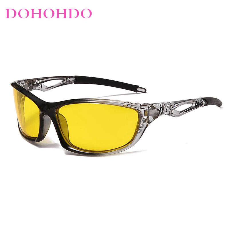 DOHOHDO New Fashion Night Vision Polarized Sunglasses Men Classic Yellow Lens Driving Sun Glasses Male Anti-glare Goggles UV400