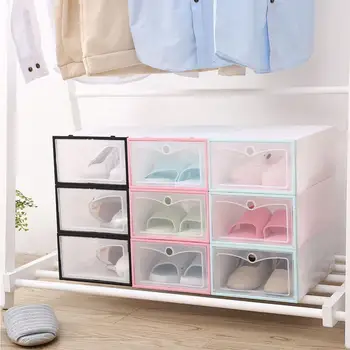 

4/6Pcs Transparent Plastic Shoe Box Storage Box Creative Storage Artifact Shoe Storage Box Diy Shoe Box Shoe Cabinet Flip