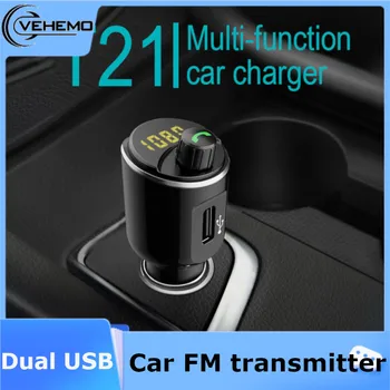 

Portable Bluetooth Fm Transmitter Charger Handsfree Music Player Dual USB T21 12V-24V Auto Stereo TF Card Bluetooth Car Kit