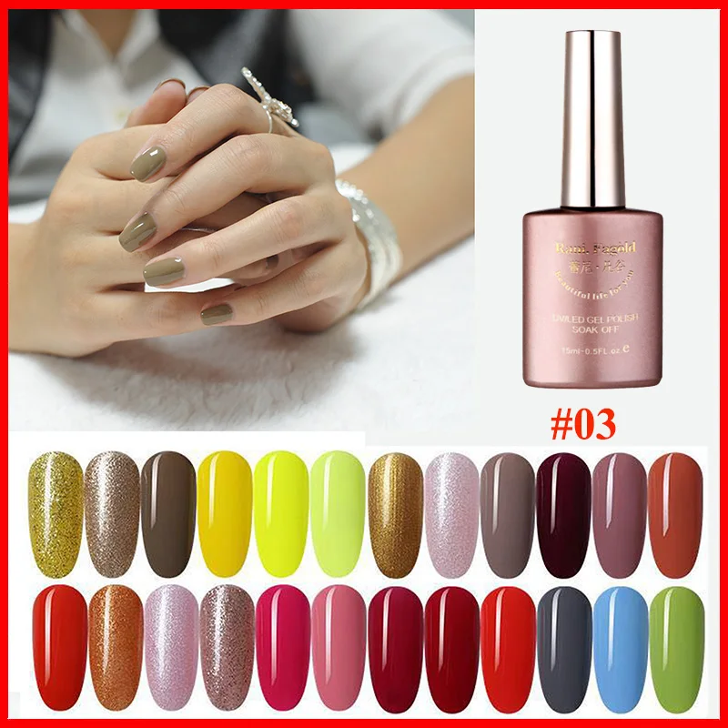 

RF 15ml 120 color 2020 New Arrival Primer Gel Varnish Soak Off UV LED Gel Nail Polish Base Coat No Wipe Top Color Gel Polish 03