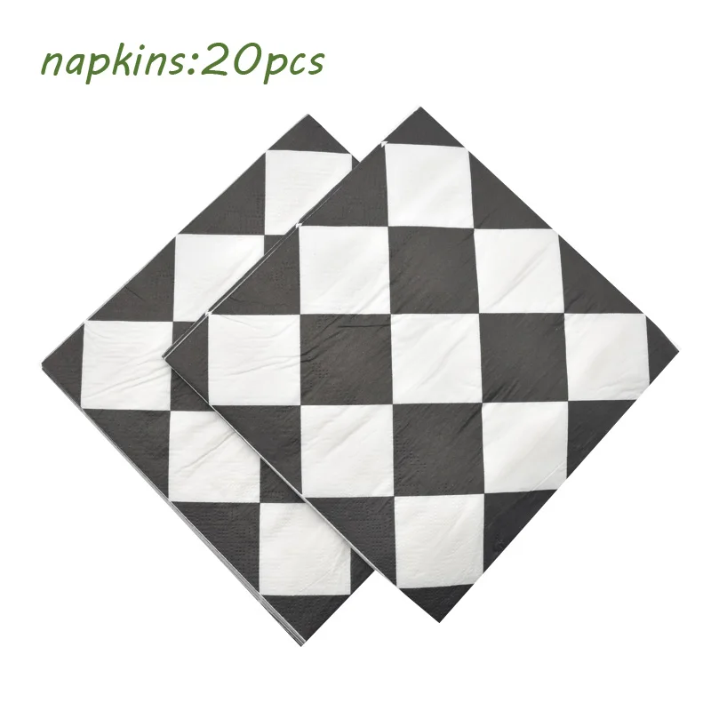 20pcs napkins Одноразовые столовые приборы в красно-белую клетку, вечерние принадлежности, бумажный лоток, бумажный стаканчик, рождественские принадлежности, Детские вечерние подарки на день рождения - Цвет: 20pcs napkins