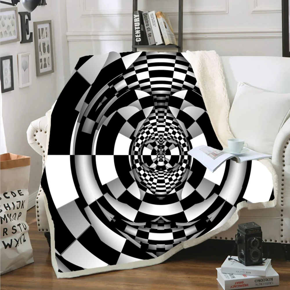 

Abstract Geometric Throw Blanket for Bed Sofa Sherpa Fleece Warm Boys Home Blanket 3d Print Soft Microfiber Blanket 150x200cm