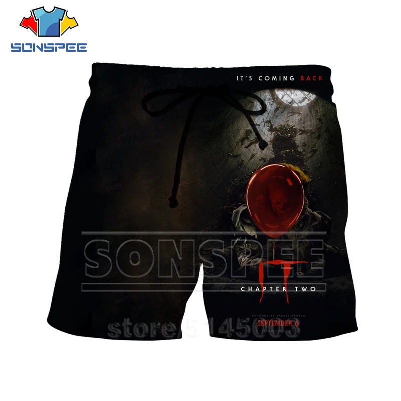 It Chapter Two шорты летние для мужчин и женщин 3D принт аниме Pennywise пляжные хип хоп уличные спортивные фитнес свободные эластичные штаны C063-7 - Цвет: 1