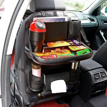 

Car Seat Back Bag Folding Table Organizer Pad Drink Chair Storage Pocket Box Travel Stowing Tidying Automobile Accessories New
