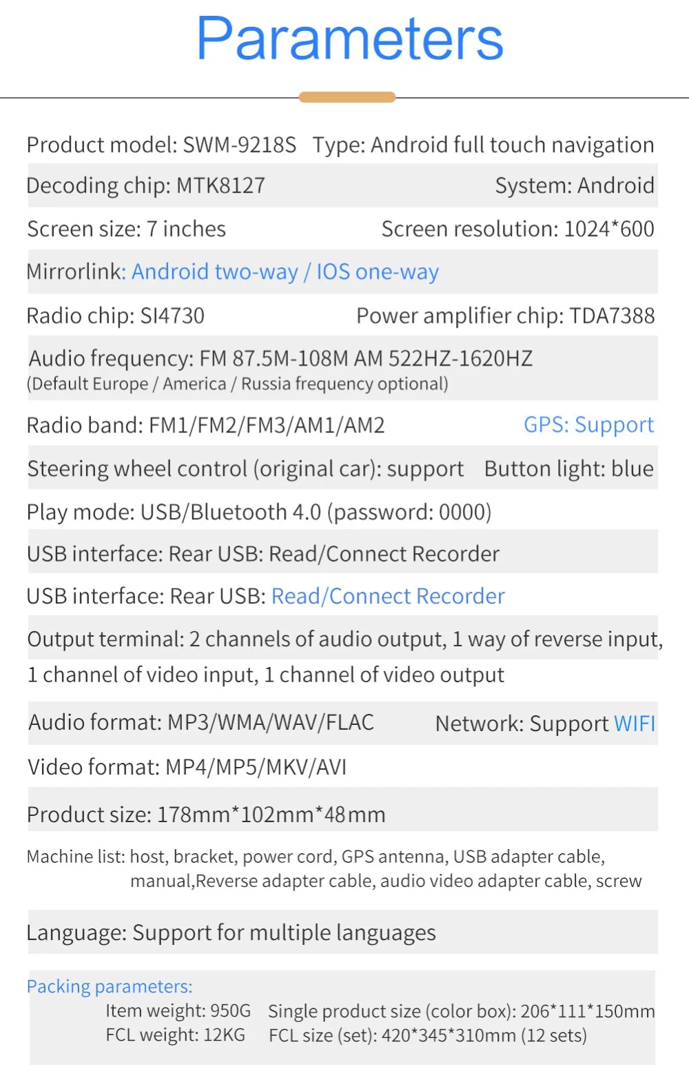Автомобильный мультимедийный плеер 2Din Android gps навигация HD Авторадио Bluetooth wifi USB Mirrorlink 2 DIN автомагнитола стерео камера заднего вида