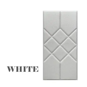 

3D PE Foam Wallpaper Brick Sticker Panel Eco Waterproof WallDecal,White,24X12in