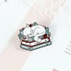 Cat Reading Book Enamel Pin Cartoon Sleeping Kitten Brooches Cute Book Lover Animals Badge Bag Clothes Lapel Pins Jewelry Gifts ► Photo 2/6