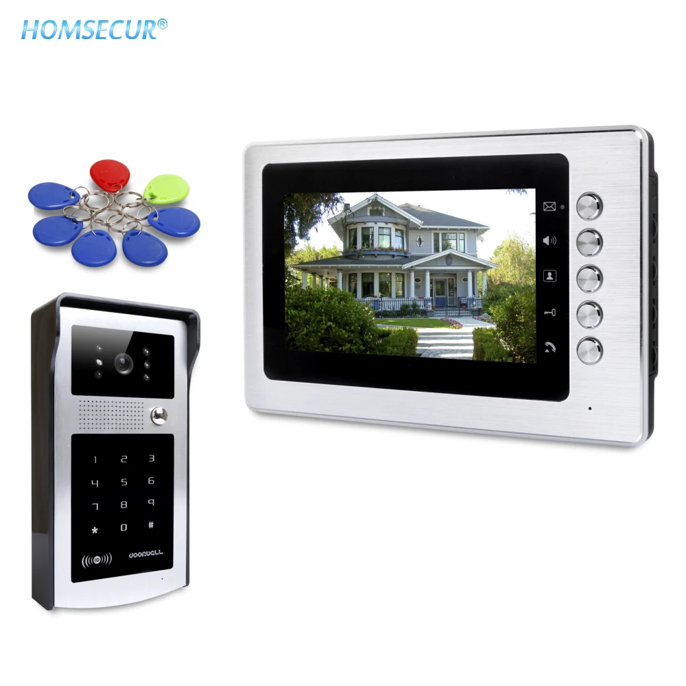 HOMSECUR 7\ Video Door Phone Intercom System with Keyfobs Password Keypad for House/ Flat XC004-S+XM705