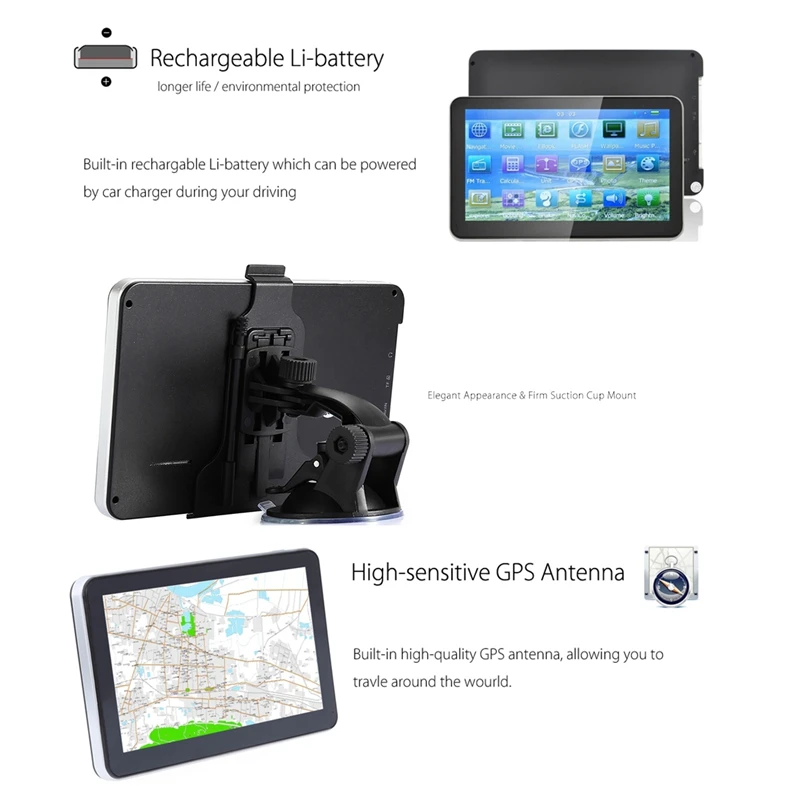 7-дюймовый автомобильный емкостный Экран Gps навигатор Fm 8G 256 м Mp3/Mp4 вождения голосовой навигатор