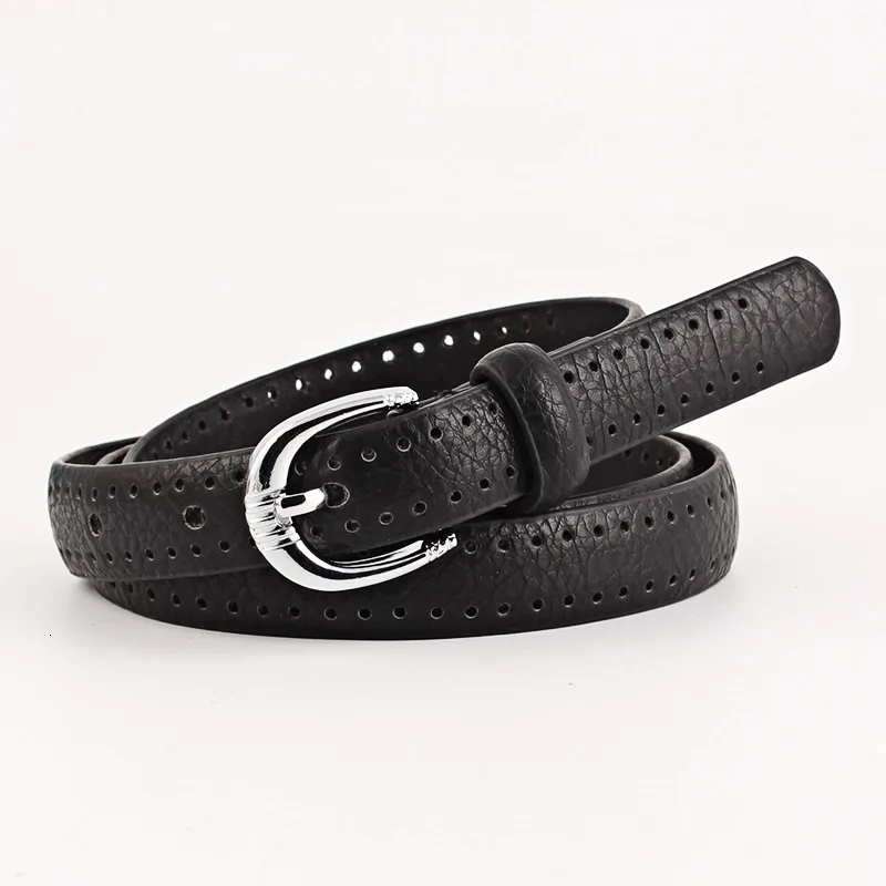 Women Belt Hollow Out Pu Leather Royalblue Belt Women Korean Casual Ladies Solid Thin Leather Belt For Jeans