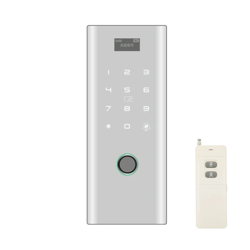 Silver with 1 remote Умный дверной замок без ключа, отпечатков пальцев, биометрический замок с IC картой, пароль для домашнего офиса, Безрамное Стекло, толчок или раздвижная дверь - Цвет: Silver with 1 remote