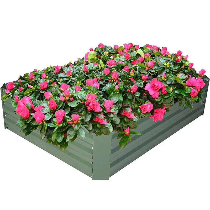 

Raised Garden Bed Galvanized Planter Box Anti-Rust Coating Planting Vegetables Herbs and Flowers for Outdoor, Rectangle