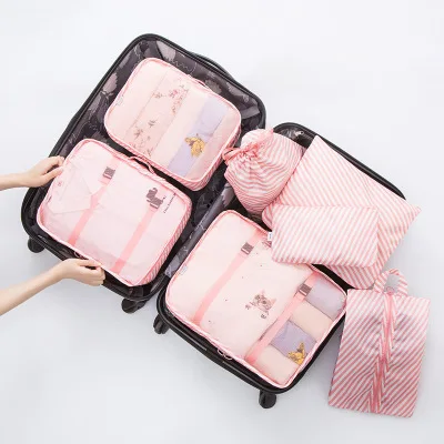 Pink 7 шт./компл. пеленки для путешествий и дома, одежда Стёганое одеяло Одеяло сумка для хранения обуви перегородка аккуратные Организатор гардероб для чемодана чехол Упаковочные пакеты для кубиков - Цвет: Pink