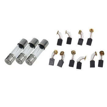 

30 Pcs Electrical Components Glass Tube Fuse 250V 5A & 5 Pairs CB408 13 X 9 X 6mm Power Tool Carbon Brushes for Makita