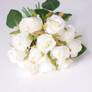 

12 Heads Floral Rose Silk Flower Artificial Flower Bridal Rose for Home Wedding Party Garden Craft Art Decor