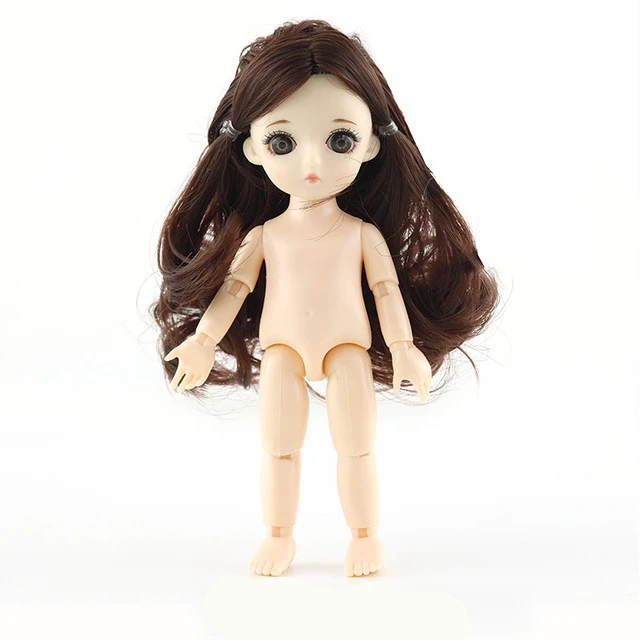 New Mini 16cm BJD Doll Naked Nude Baby Body 13 Movable Jointed  3D Realistic Eyes Fashion Dolls For Girls Birthday Present 11