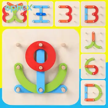 

Wooden Building Blocks Toys Alphabet English Letter Number Educational Board