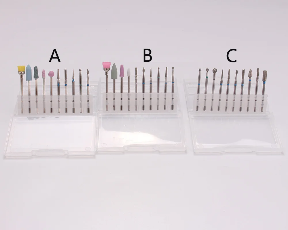 10 шт. набор керамических алмазных сверл для маникюра, фреза, электрический инструмент для чистки ногтей, вращающиеся пилки для маникюра, педикюра, инструмент для кутикулы