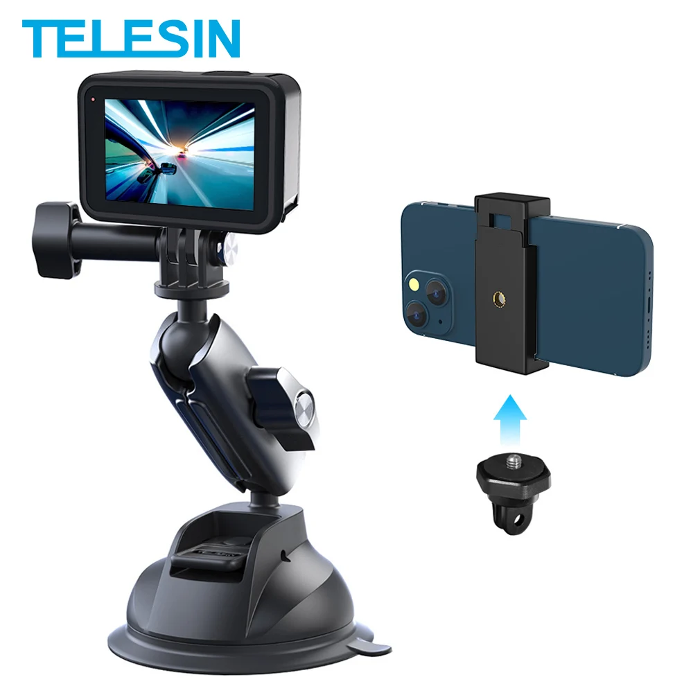 TELESIN автомобильный держатель телефона присоска 360 ° регулируемый 1/4 Стандартный