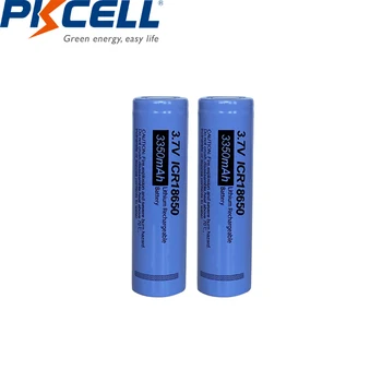 

2Pcs PKCELL ICR 18650 Lithium batteries ICR18650 3.7v Rechargeable Li-ion Battery 3350mAh Flat Top NO Pcm For Flashlight DIY