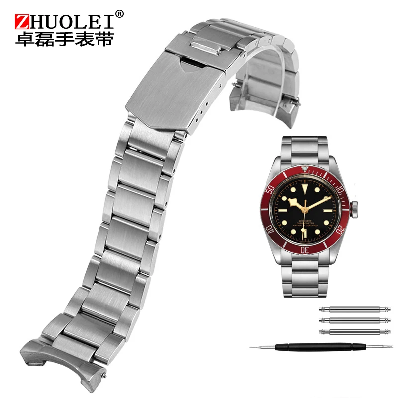 Pulseira de Relógio em Sólida Pulseira para Tudor Black Bay 79230 79730 Pequena Vermelha Azul Flower Heritage 22 mm Aço Inoxidável - Image 5