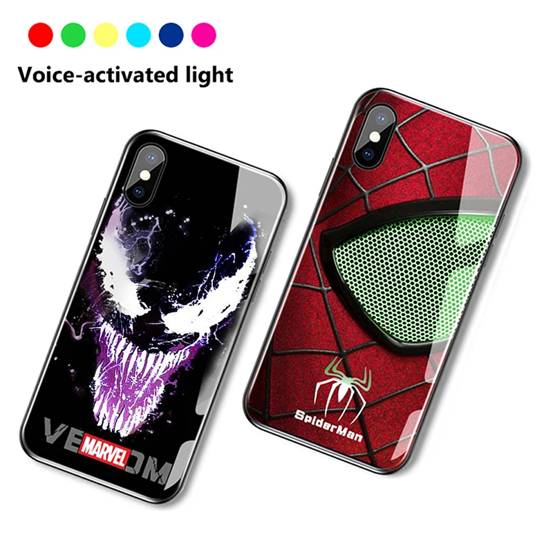 Coque De Защита Наруто Саске Человек-паук Venom вызов мигающий закаленное стекло чехол для телефона IPhone 11 Pro Max X XR чехол Капа