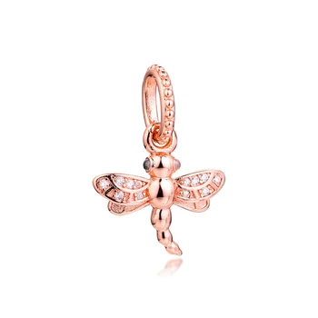 

Charms Silver 925 Original Sparkling Dragonfly Pendant Fits European Fashion Bracelets Woman DIY Beads For Jewelry Making