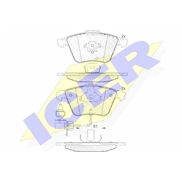 Колодки дисковые передние Audi A8 3.0-4.0DT 02 ICER 181654