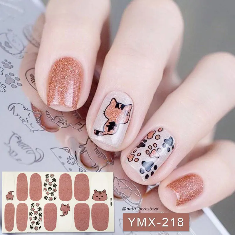 Корейский модный клей для накладных ногтей, полный лак для ногтей, наклейки для украшения ногтей, Предварительно Разработанный однотонный розовый цвет для женщин - Цвет: YMX218