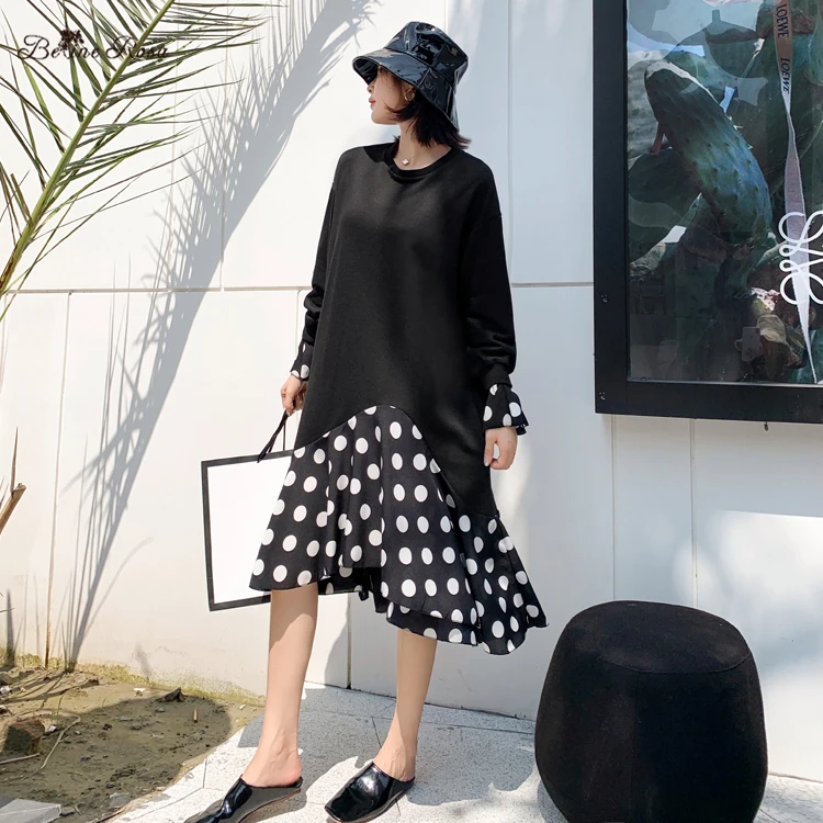 BelineRosa французские повседневные женские толстовки платья нерегулярный подол в