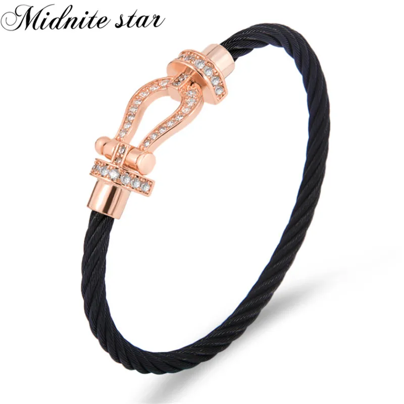 Black Rose women Браслеты с кристаллами, стальная проволока, модные ювелирные изделия из нержавеющей стали для мужчин, женский браслет, мужской браслет - Окраска металла: Black Rose women