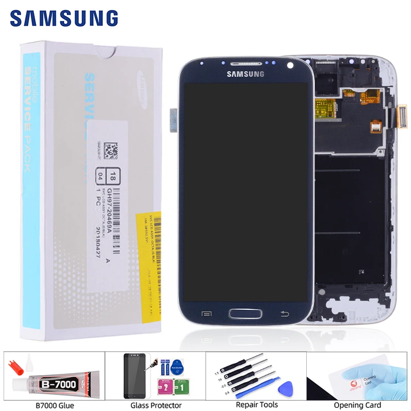 Pаспродажа Дисплей для Samsung S4 font b LCD b font GT i9505 i9500 в сборе с тачскрином на рамке Оригинал белый синий