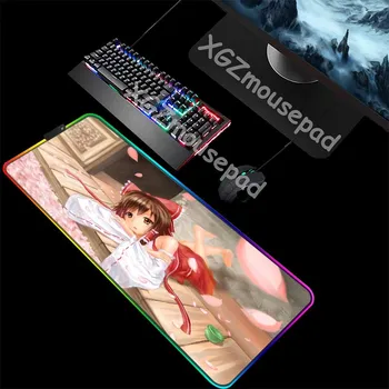 

XGZ Large RGB Mouse Pad Black Lock Edge Anime Cherry Blossom Falling Cute Girl Custom Computer Keyboard Desk Mat Rubber Non-slip