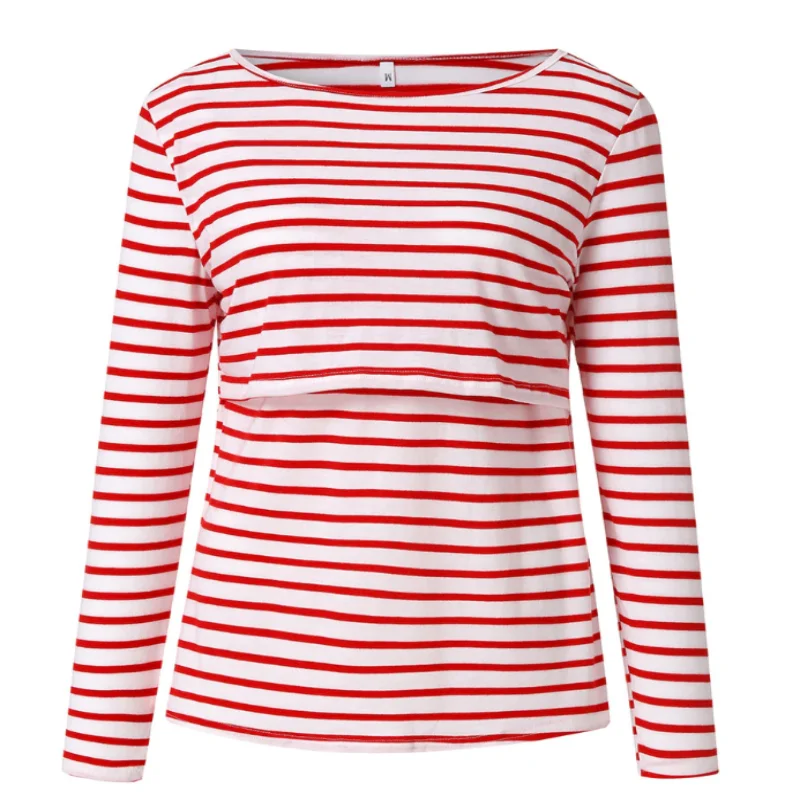 New pregnant women wear fashion striped pregnant women slim breast-feeding long-sleeved sweater  nursing dresses breastfeeding