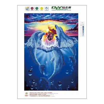 

Elegant Style Dolphin Pattern Art Painting Resin Full Diamond Painting Embroidery Home Decoration DIY Handmade Wall Decor