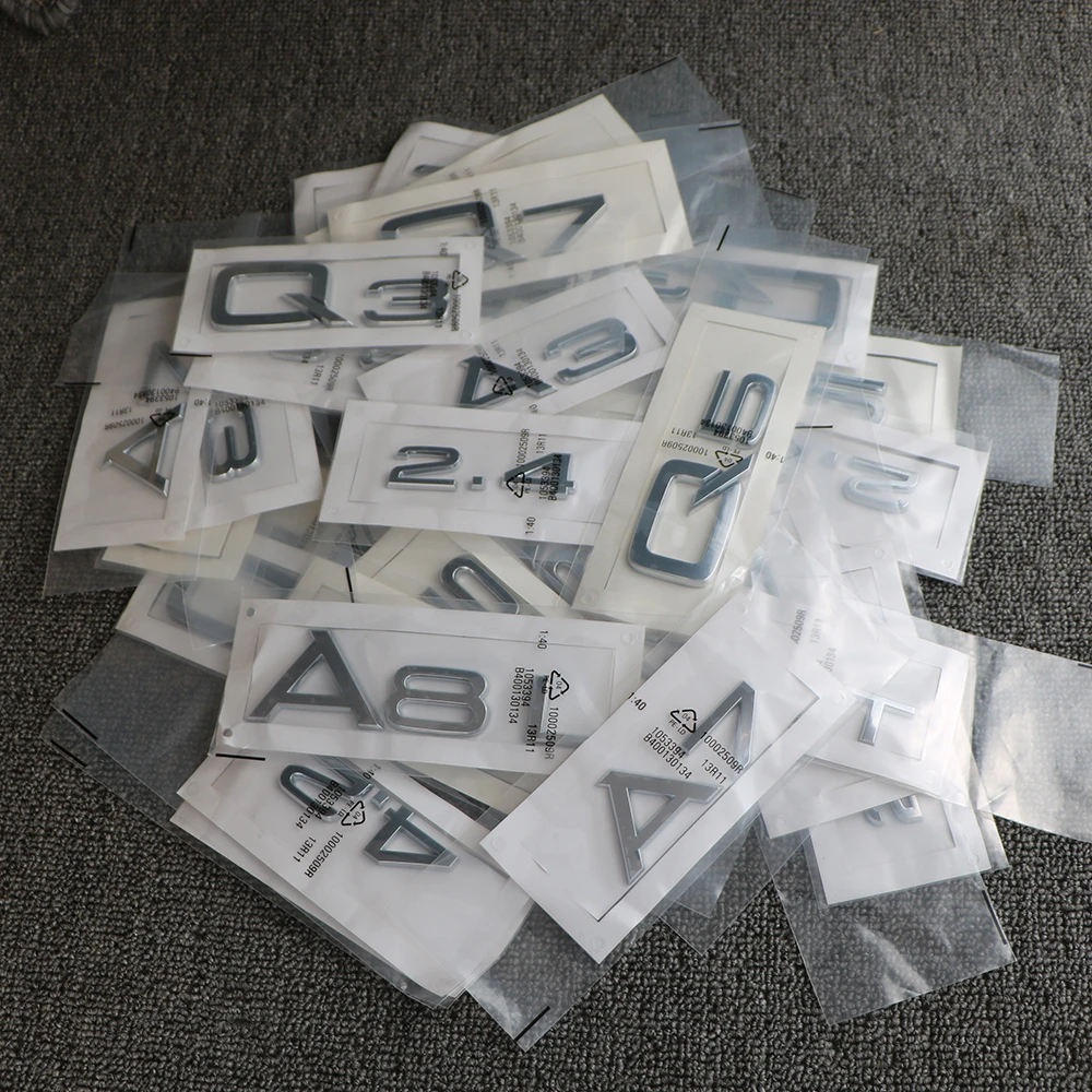 Rear Trunk Emblem Logo Badge Sticker For Audi A3 A4 A5 A6 A7 A8 Q3 Q5 Q7 3.2 3.0T 2.0T 4.2 2.4 3.6 car window stickers
