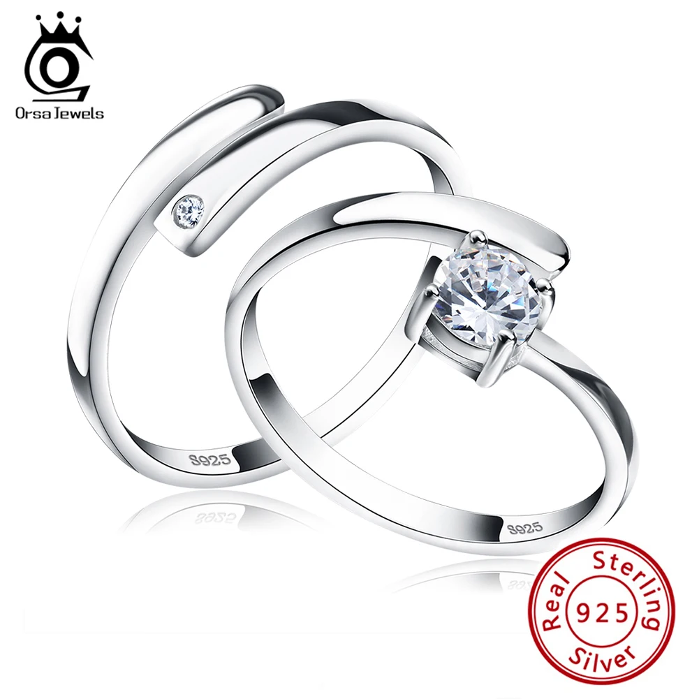 ORSA JEWELS 925 Silver Ring Set with CZ Fine Jewelry for Women Men