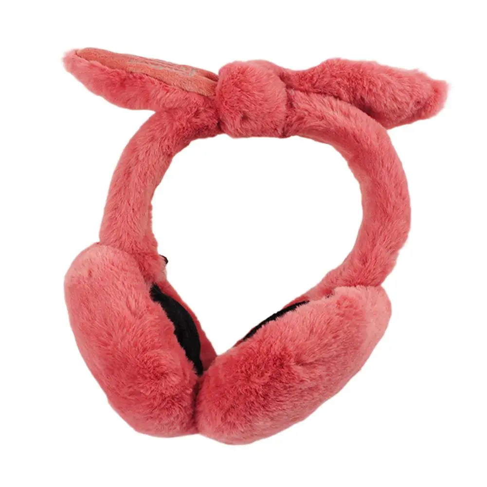 Watermelon pink Съемный для женщин складной плюшевый милый кролик уши дизайнерские наушники зимние теплые девушки Твердые уши покрытые наушники - Цвет: Watermelon pink