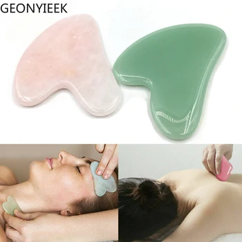 

Natural Rose Jade Roller Face Massage Gua Sha Board Crystal Stone Jade Massager Body Facial Eye Scraping Acupuncture Face Lift
