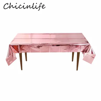 

Chicinlife 1Pcs Rosegold Tablecloth Happy Birthday Party Disposable Foil Table Cloth Christmas Wedding Home Table Cover Supplies