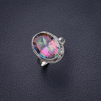 

StarGems Natural Mystical Topaz Handmade 925 Sterling Silver Ring 9.25 D4197