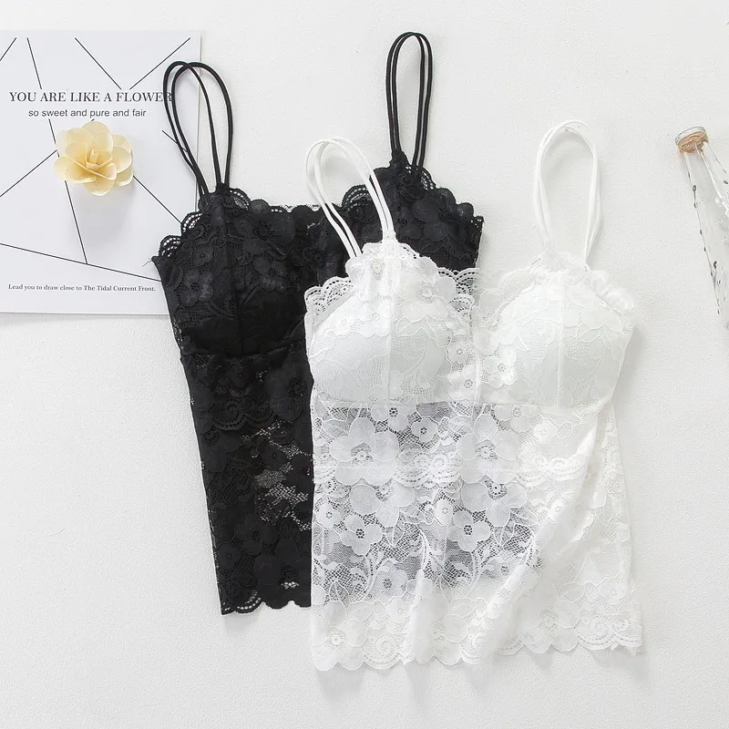 Summer New Style WOMEN'S Tank Top Base Women's Clothing Korean-style Boob Tube Top Lace Sponge Chest Pad Underwear Porous Dungar