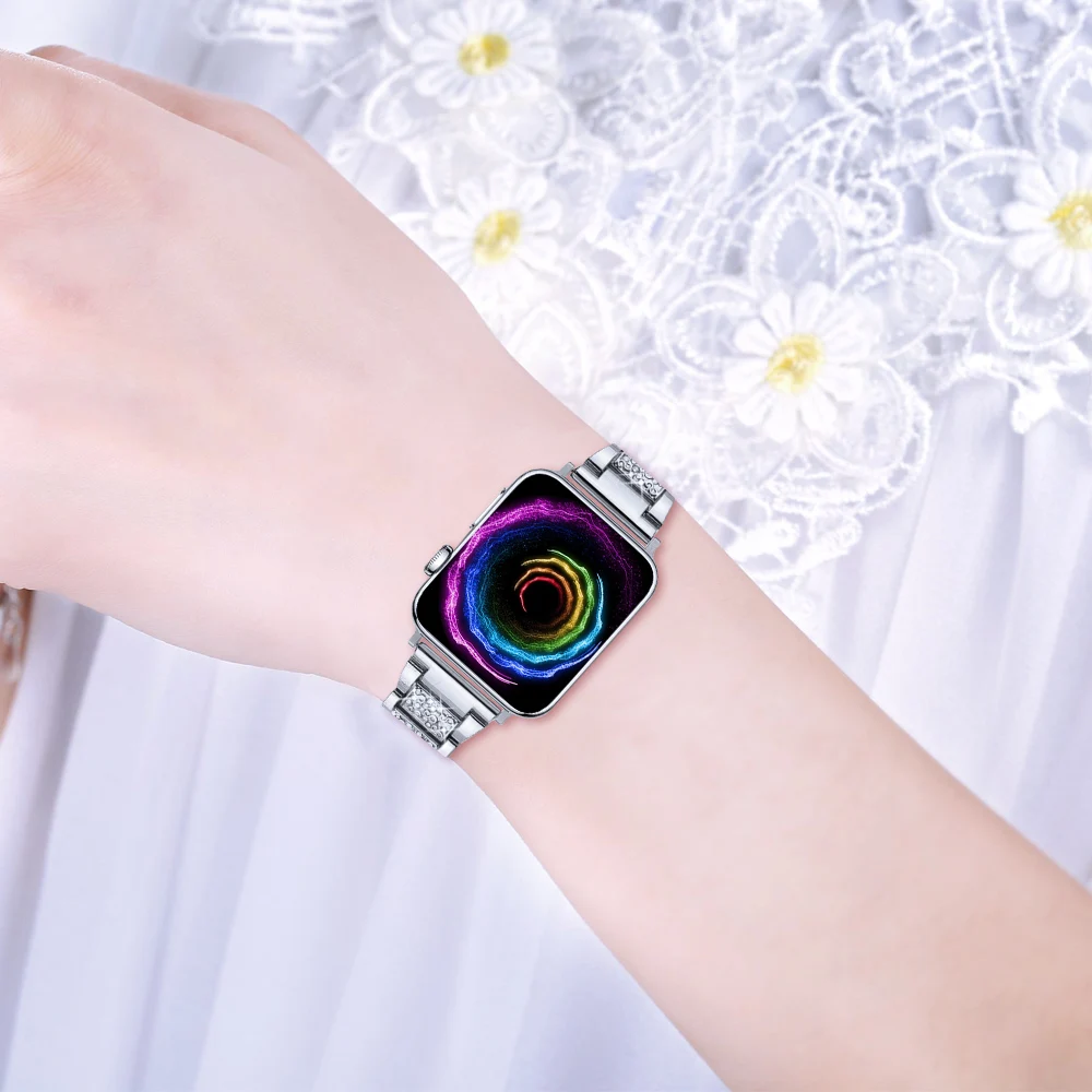 Apple Watch Series 5 43 2 1 ремешок для часов 40 мм 44 мм iWatch Rhinestone Diamond Band 38 мм 42 мм Кристальный ремешок из нержавеющей стали
