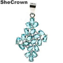 40x22 мм романтическая женская свадебная Серебряная Подвеска из насыщенного синего аквамарина