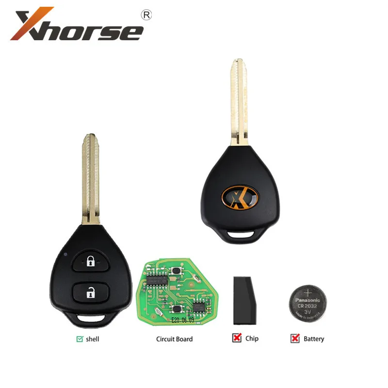 Xhorse XKTO05EN проводной универсальный дистанционный ключ для Toyota Style плоский 2 кнопки