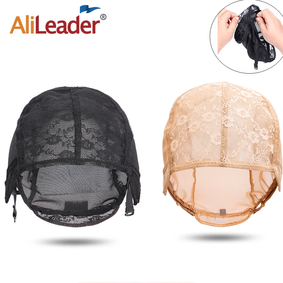 Alileader 1Pcs Spitze Perücke Kappe Für Die Herstellung Von Perücken Mit Verstellbaren Trägern Winken Kappe Elastische Band Für Perücken Dehnbare Doppel spitze Netze – Detail 2