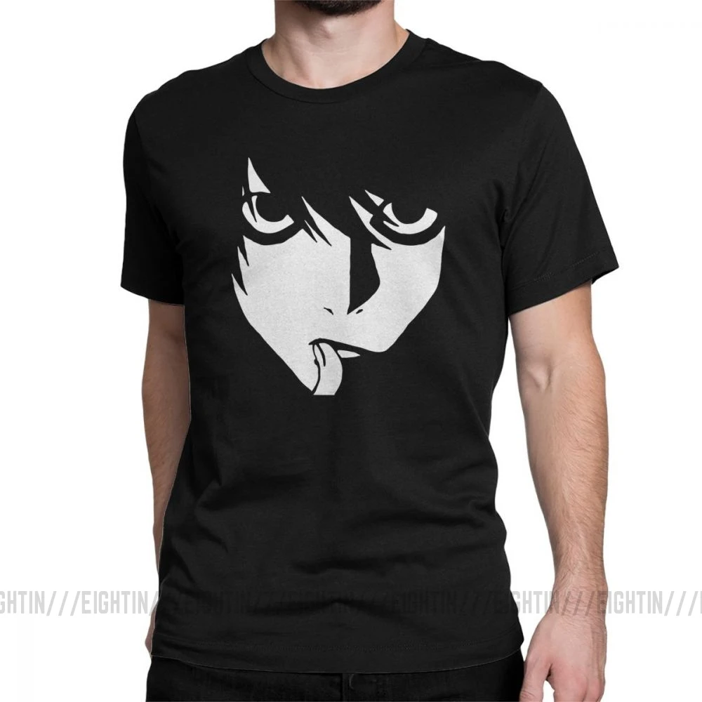 L Death Note Футболка хлопок аниме футболка мужская забавная короткий рукав круглый воротник тройники 5XL большой размер