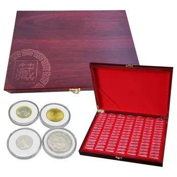 

Coin Holder Collection Case with Storage Wooden Box Coin Protection Boxes Precious Commemorative coin Storage Box