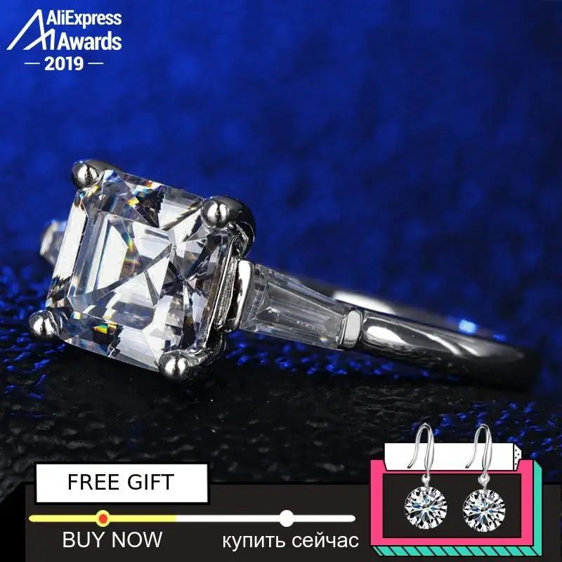Asscher 8 мм не поддельные S925 Серебряное кольцо SONA алмаз Halo изысканное кольцо Уникальный стиль любовь свадьба обручение